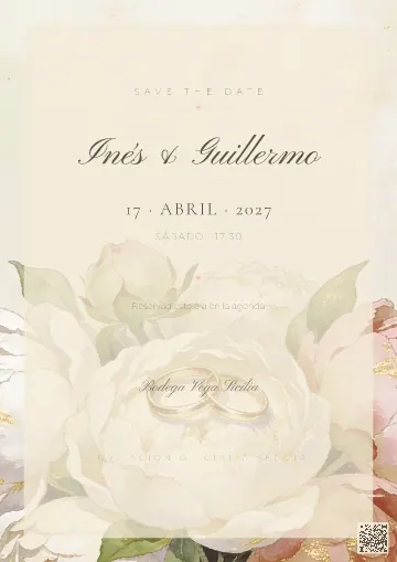 Save the Date para la plantilla Peonias Blush