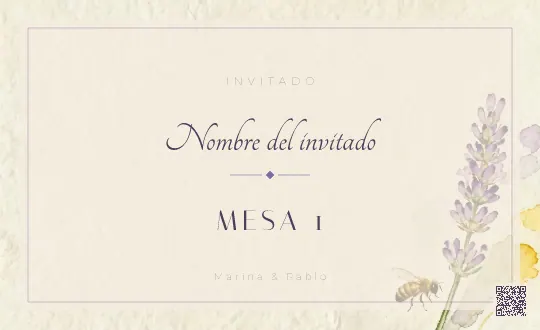 Tarjeta de mesa para la plantilla Provenzal Lavanda