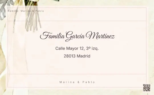 Etiqueta de sobre para la plantilla Ramo de Novia