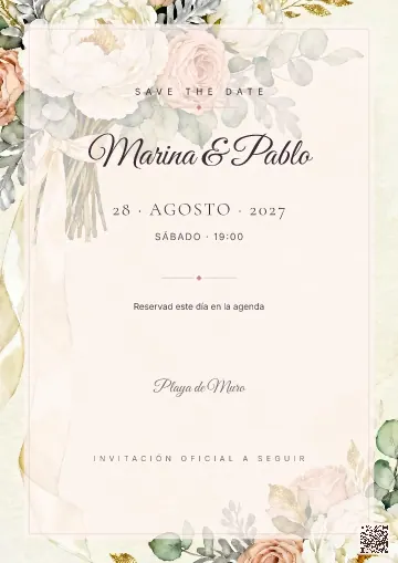 Save the Date para la plantilla Ramo de Novia