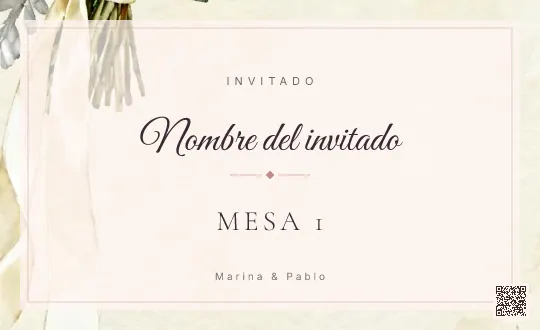 Tarjeta de mesa para la plantilla Ramo de Novia