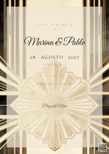 Save the Date para la plantilla Rivoli Art Déco