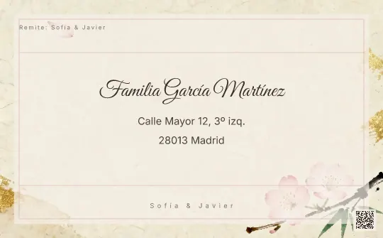 Etiqueta de sobre para la plantilla Sakura Japón