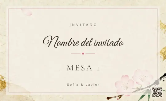 Tarjeta de mesa para la plantilla Sakura Japón