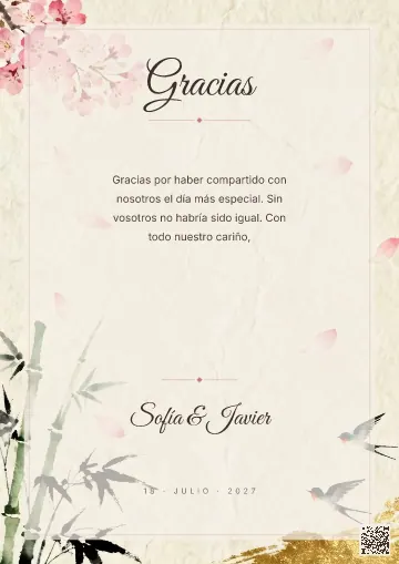 Tarjeta de agradecimiento para la plantilla Sakura Japón