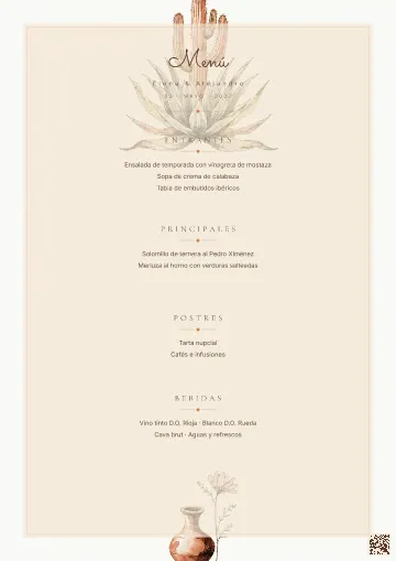Menú de boda para la plantilla Terracota Desierto
