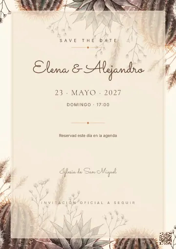 Save the Date para la plantilla Terracota Desierto