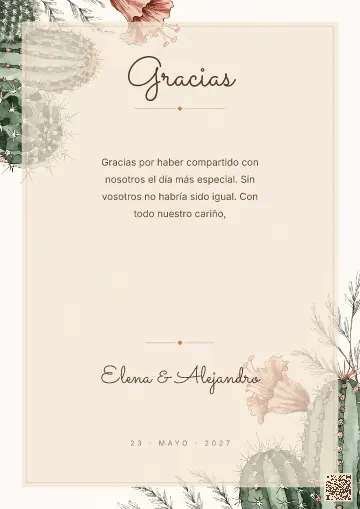Tarjeta de agradecimiento para la plantilla Terracota Desierto