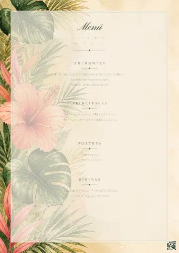 Menú de boda para la plantilla Tropical Palmeras