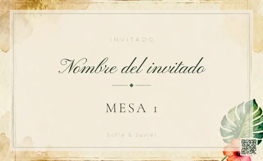 Ejemplo de Tarjetas de mesa