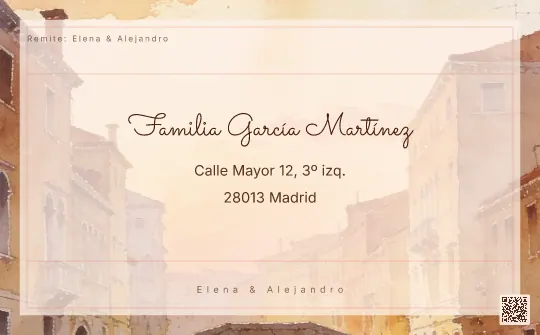 Etiqueta de sobre para la plantilla Venecia al Amanecer