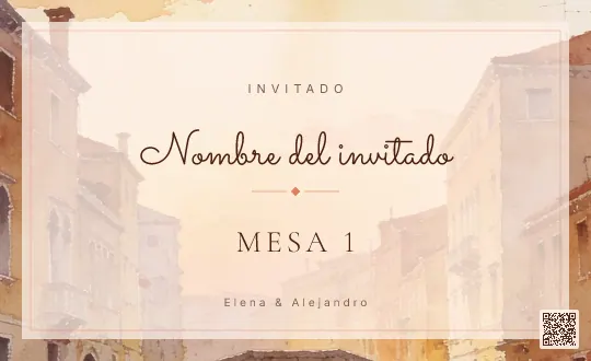 Tarjeta de mesa para la plantilla Venecia al Amanecer