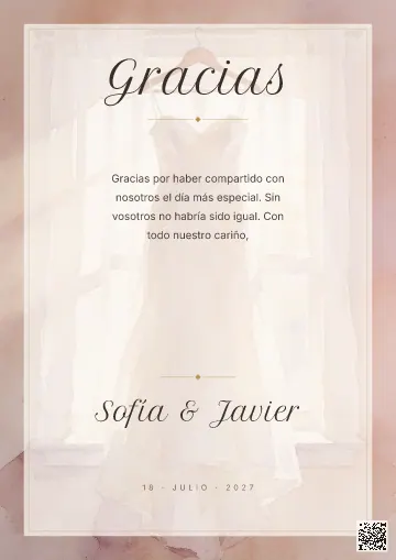 Tarjeta de agradecimiento para la plantilla Vestido en la Ventana