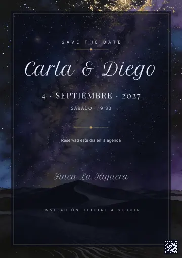 Save the Date para la plantilla Vía Láctea en el Desierto