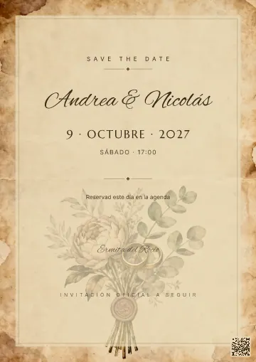 Save the Date para la plantilla Vintage Botánico