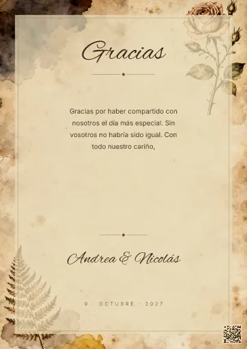 Tarjeta de agradecimiento para la plantilla Vintage Botánico