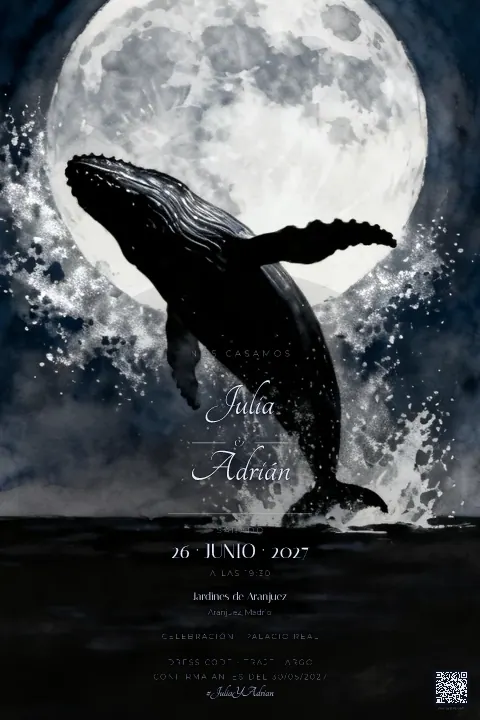 Vista previa de la plantilla Ballena bajo la Luna