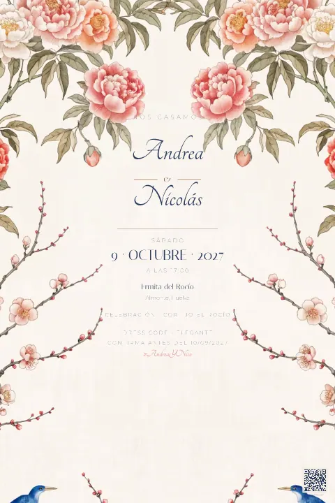 Vista previa de la plantilla Chinoiserie Peonía