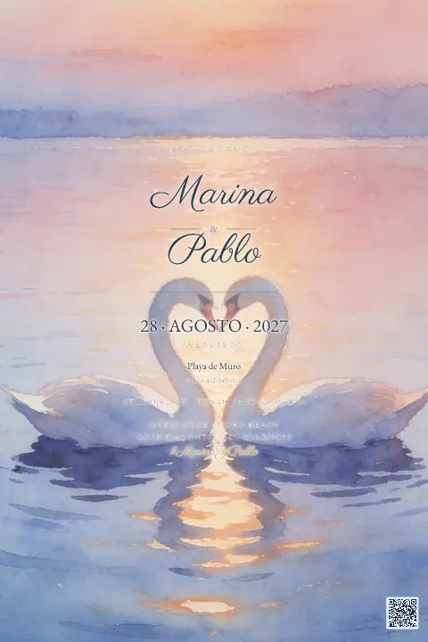 Vista previa de la plantilla Cisnes en Corazón