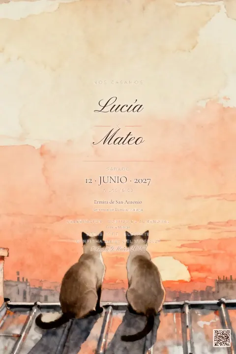 Vista previa de la plantilla Gatos en el Tejado