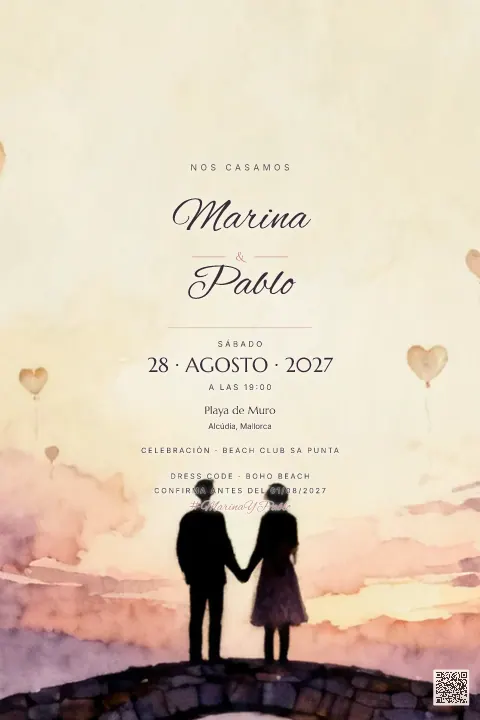 Vista previa de la plantilla Pareja y Globos
