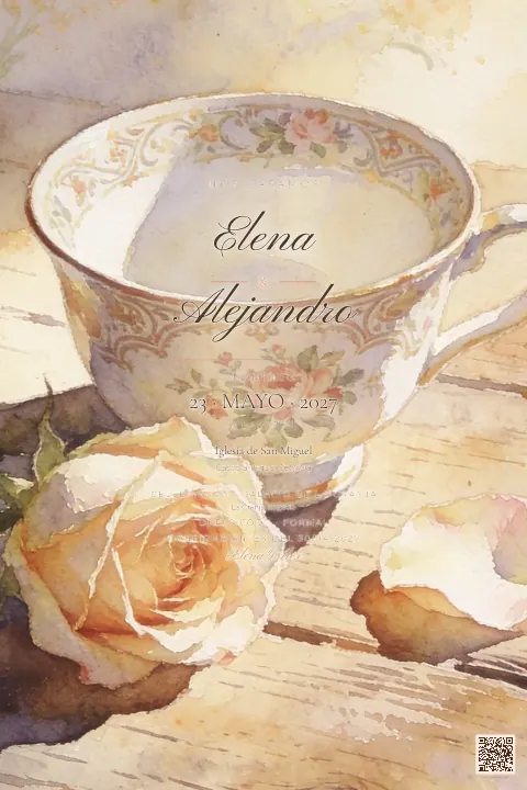 Vista previa de la plantilla Taza Vintage con Rosa